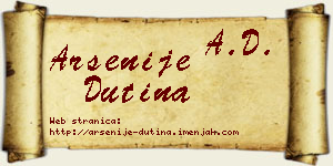 Arsenije Dutina vizit kartica